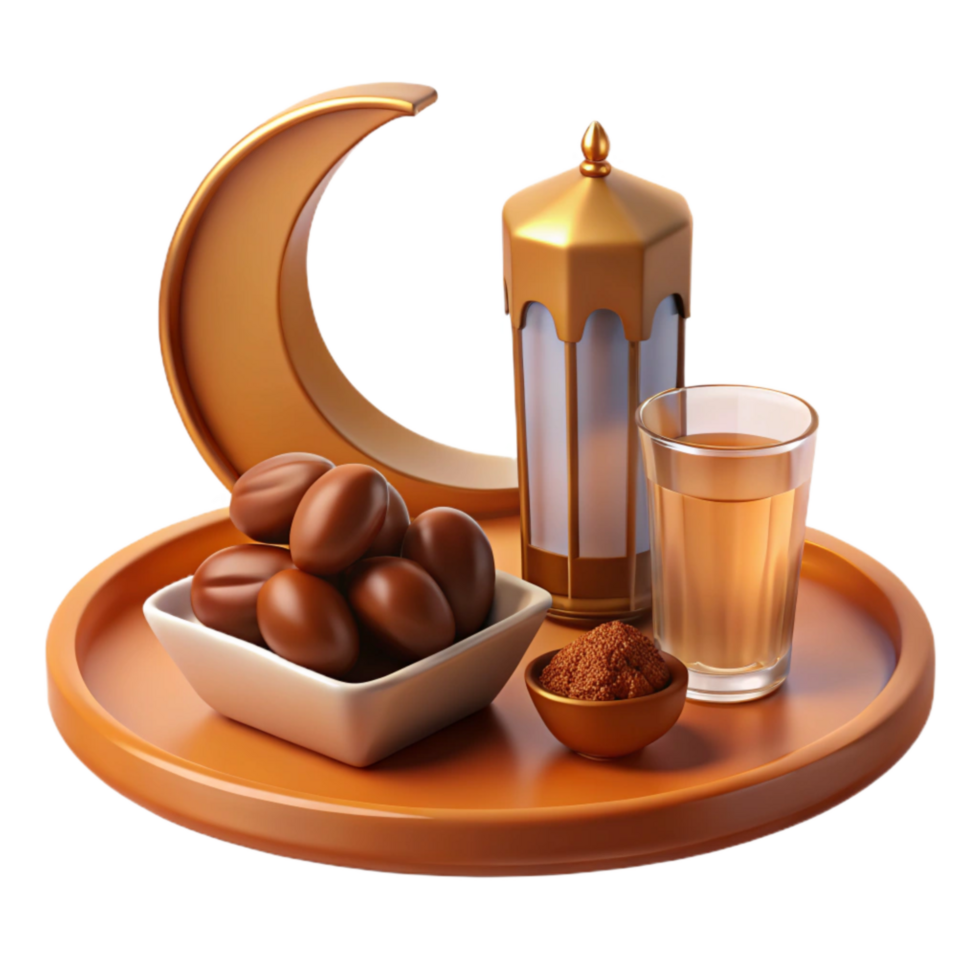 elegant creative Dates, Water, and Quran Ramadan Still Life detailed png