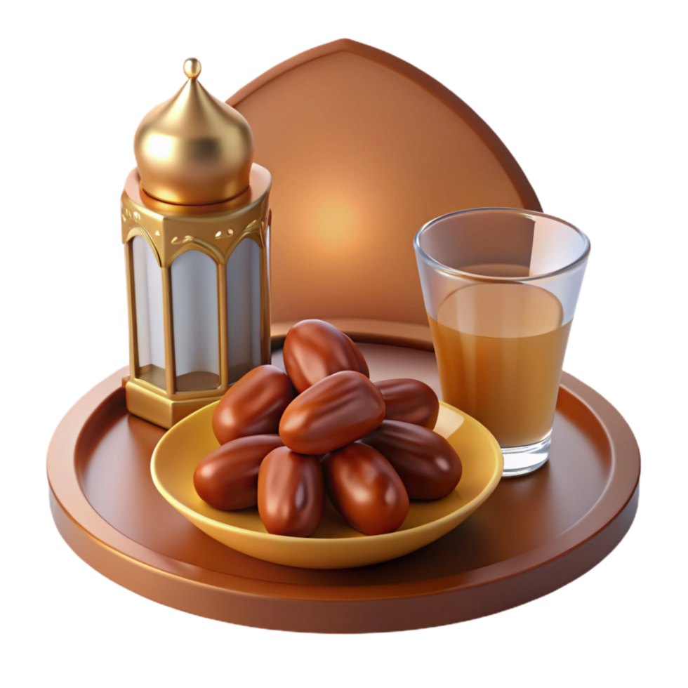 beautiful vintage Cutout of Plate of Dates and Glass of Water For premium png
