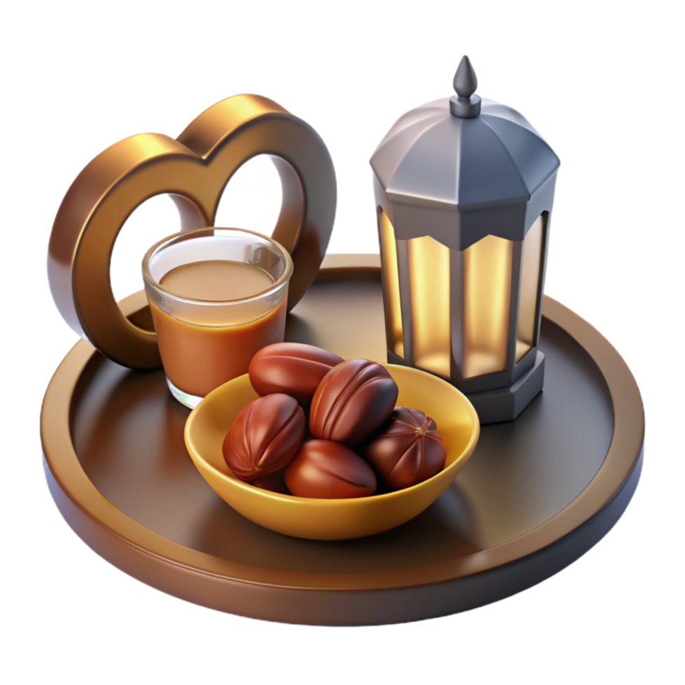 dramatic traditional Dates, Water, and Quran Ramadan Still Life high resolution png