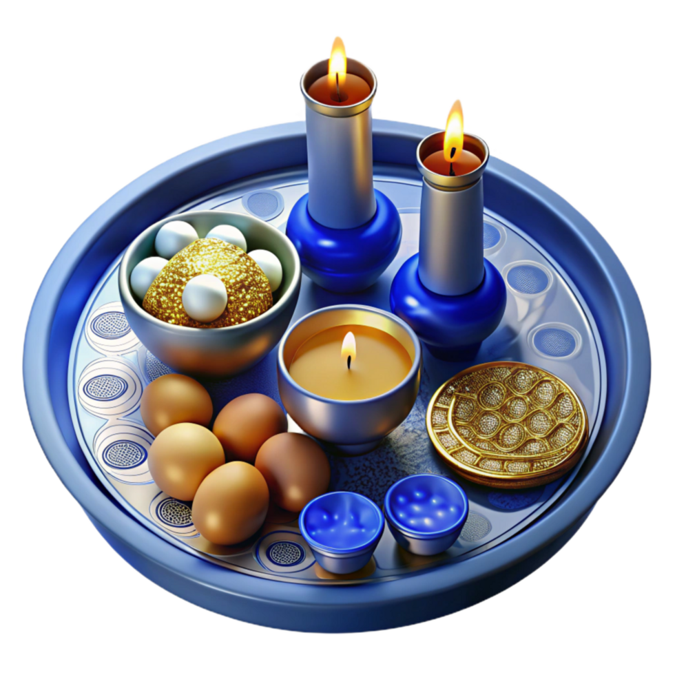 impressive minimalist Cutout of Seder Plate with Intricately Decorated Bowls Filled With exclusive png