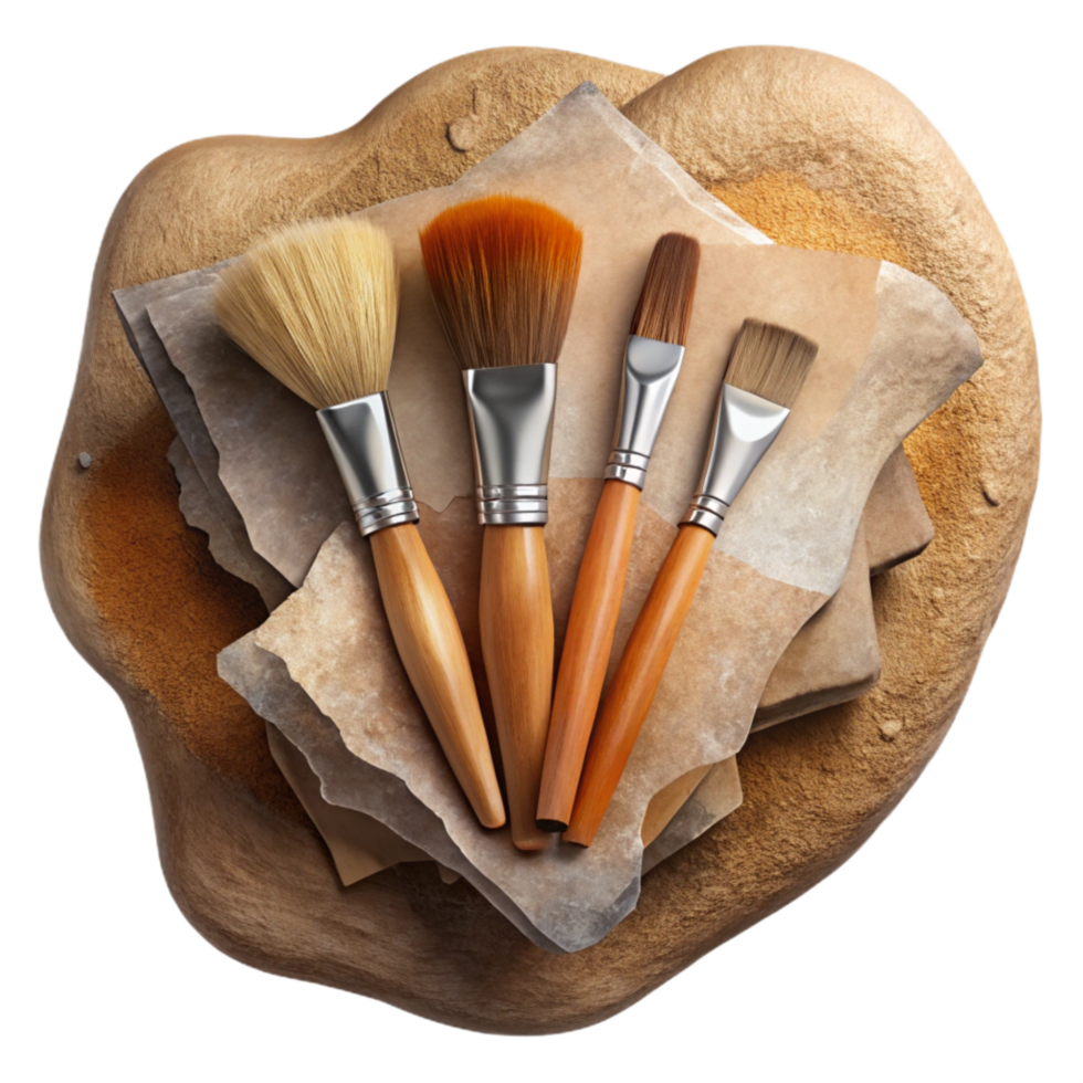 vibrant artistic Create Hand-illustrated Cutout of Set of Vintage Watercolor Paintbrushes With premium png