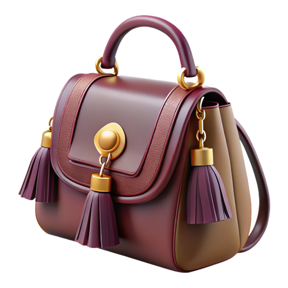 vibrant rustic A Hand-illustrated Cutout of Stylish Leather Handbag with Intricate Stitching authentic png