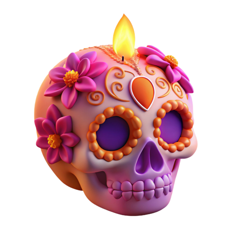 wonderful creative 3d Rendered Cutout of Highly Detailed Sugar Skull for Day exclusive png