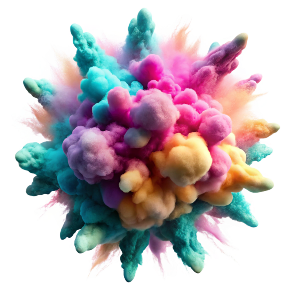 impressive vintage Cutout of Holi Gulal Powder Explosion in Mid-air, with Vibrant exclusive png