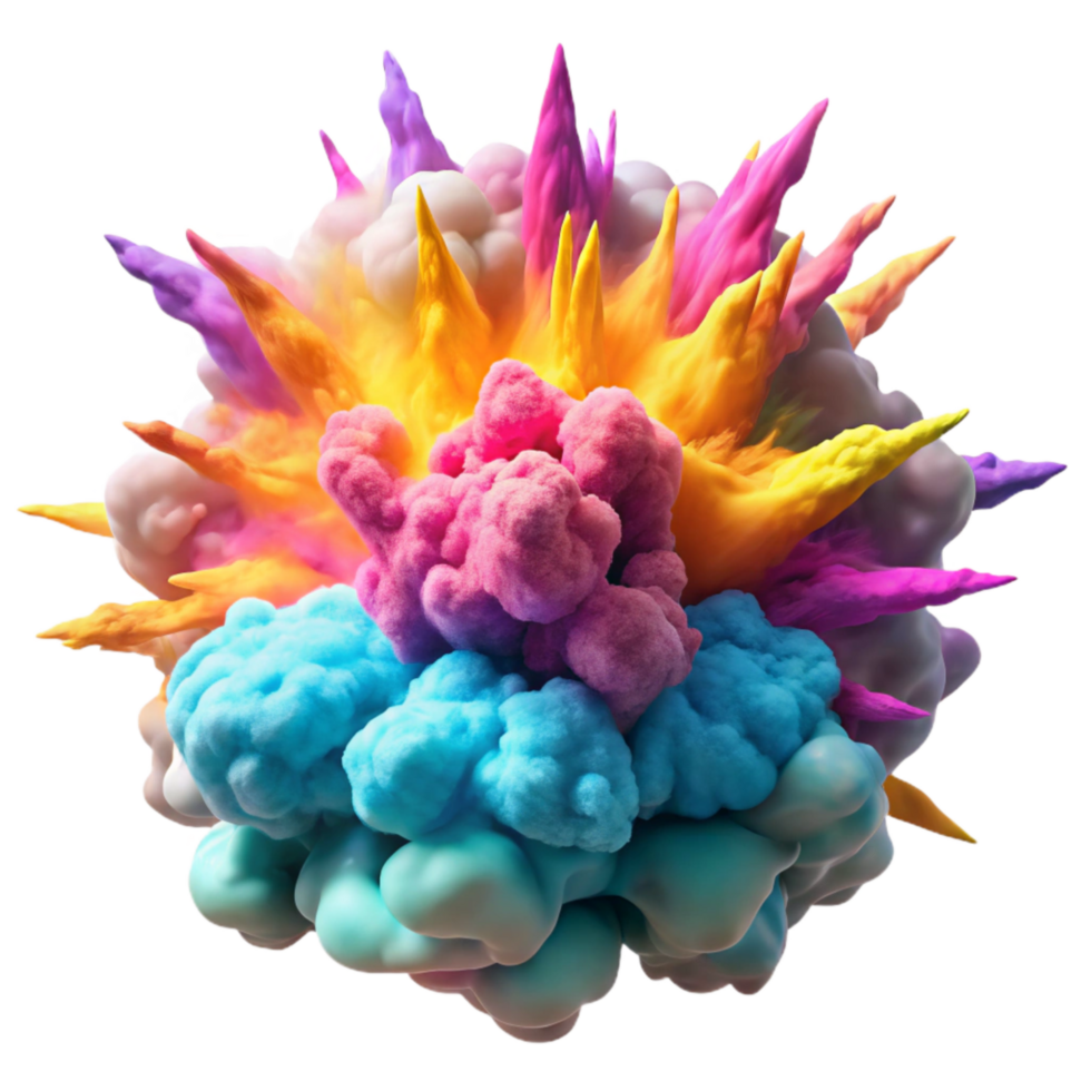elegant rustic Cutout of Holi Gulal Powder Explosion in Mid-air, with Vibrant exclusive png