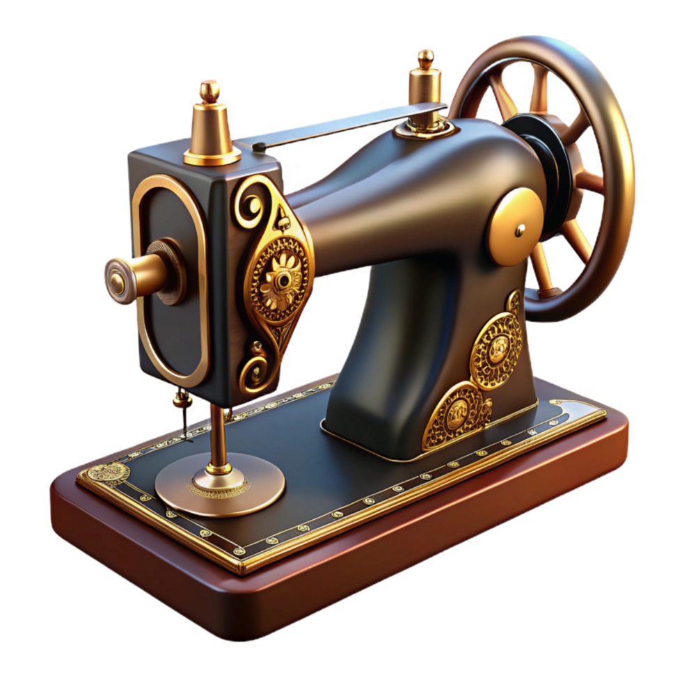 serene modern Hand-illustrate Cutout of Vintage Sewing Machine with Intricate Mechanical Detai genuine png