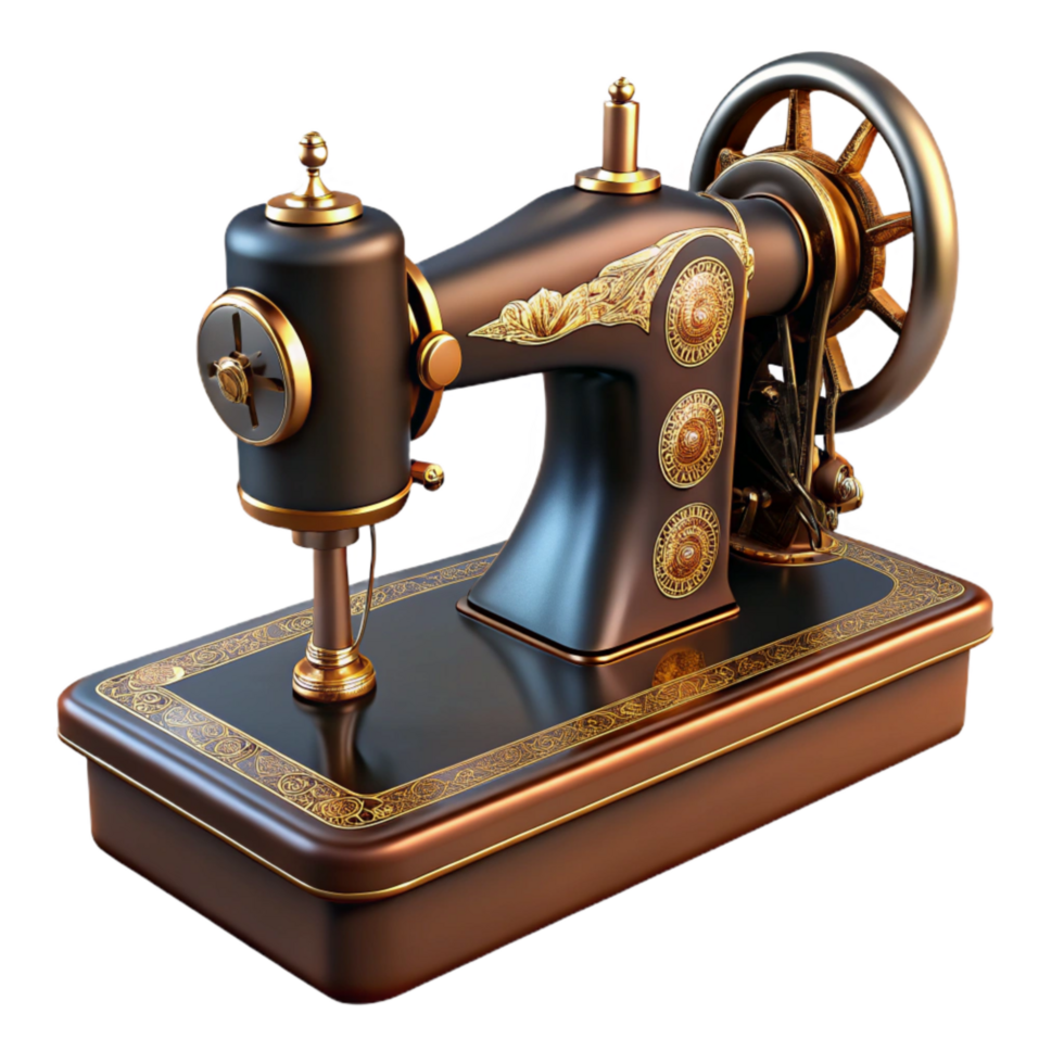 vibrant creative Hand-illustrate Cutout of Vintage Sewing Machine with Intricate Mechanical Detai genuine png