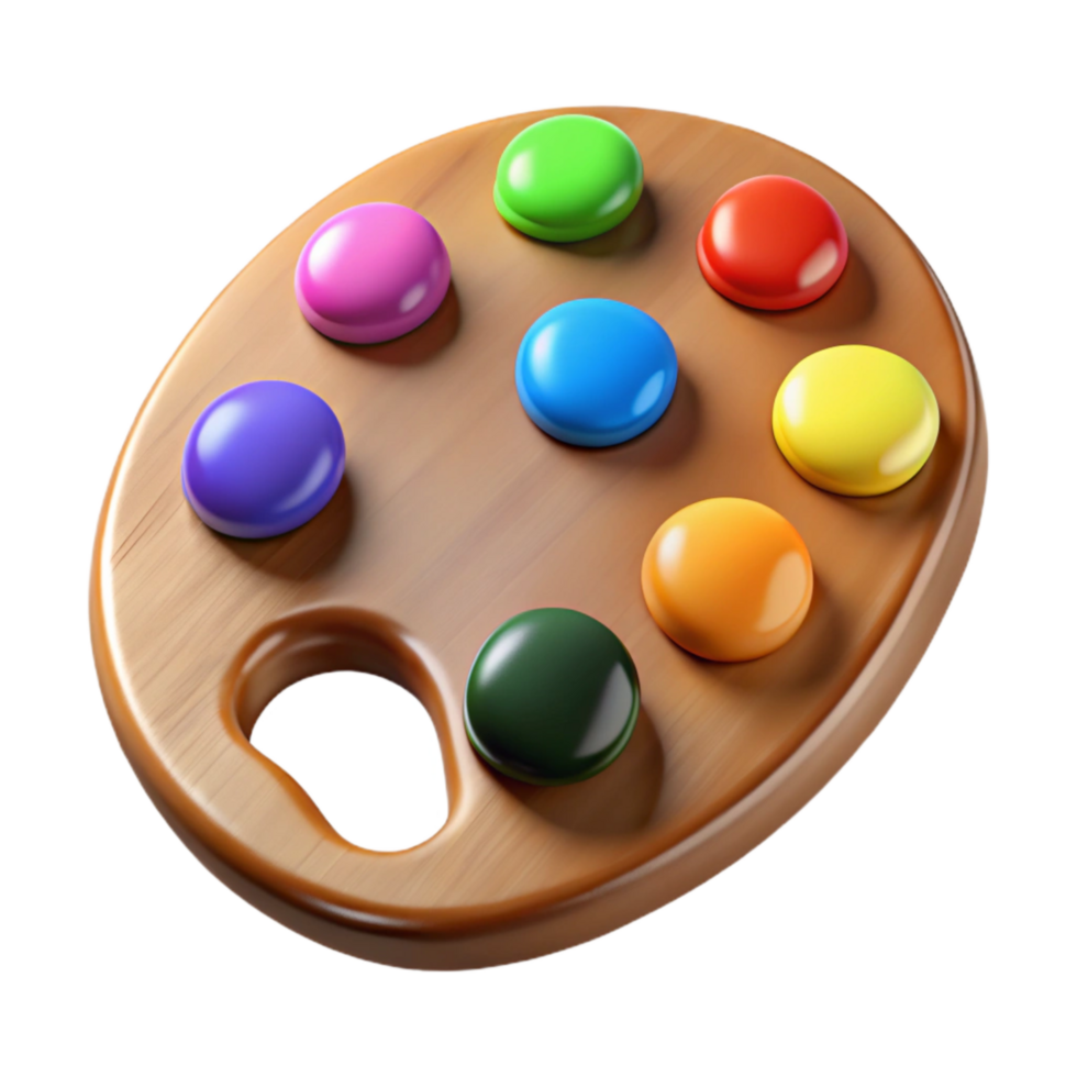 impressive traditional A Hand-illustrated Cutout of Vintage Wooden Artist's Palette with Vibrant high resolution png