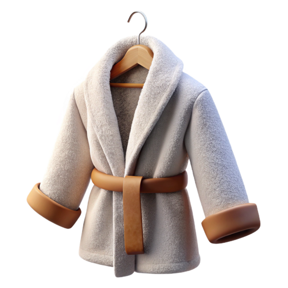 impressive classic A Fluffy White Bathrobe Hanging on Wooden Hook, Soft Textures high resolution png