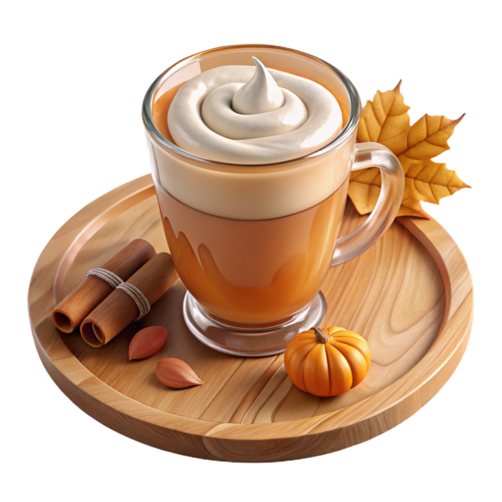 elegant traditional Generate Cutout of Frosted Glass Pumpkin Spice Latte in Clear, high quality png
