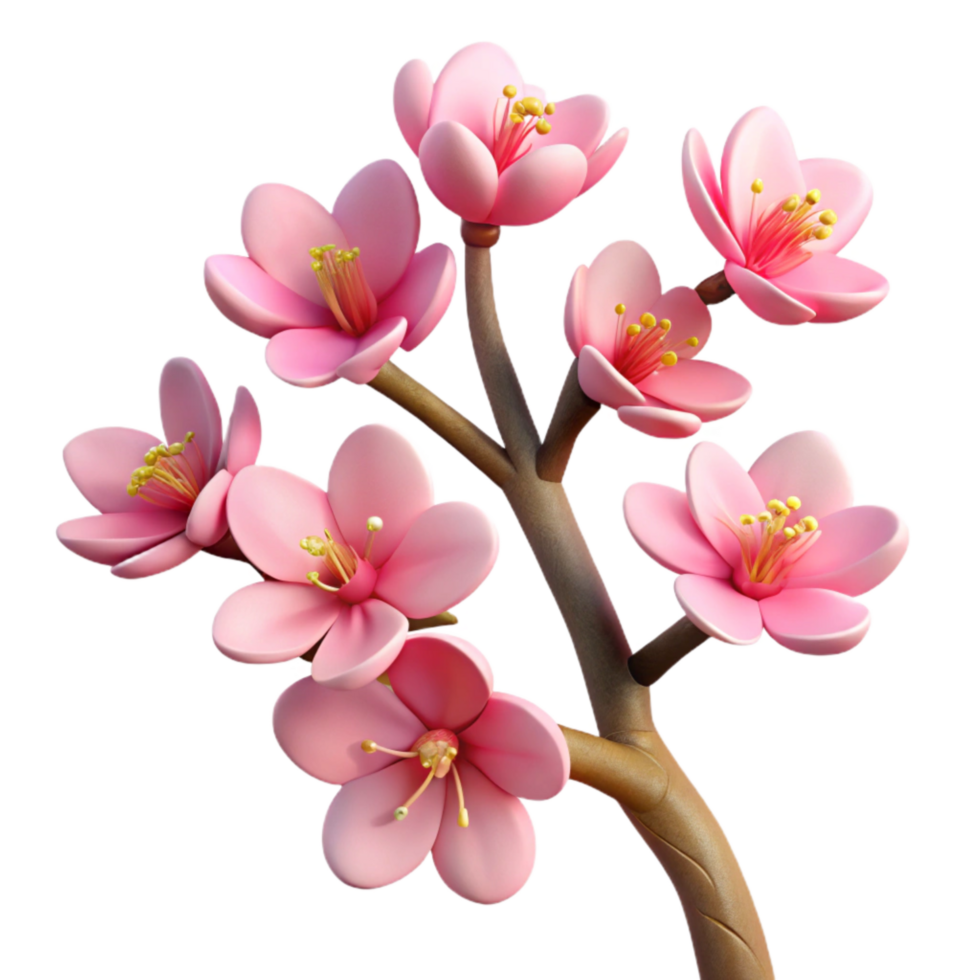 vibrant rustic Generate Photogrammetry-based Cutout of Blooming Branch of Cherry Blossoms With high quality png
