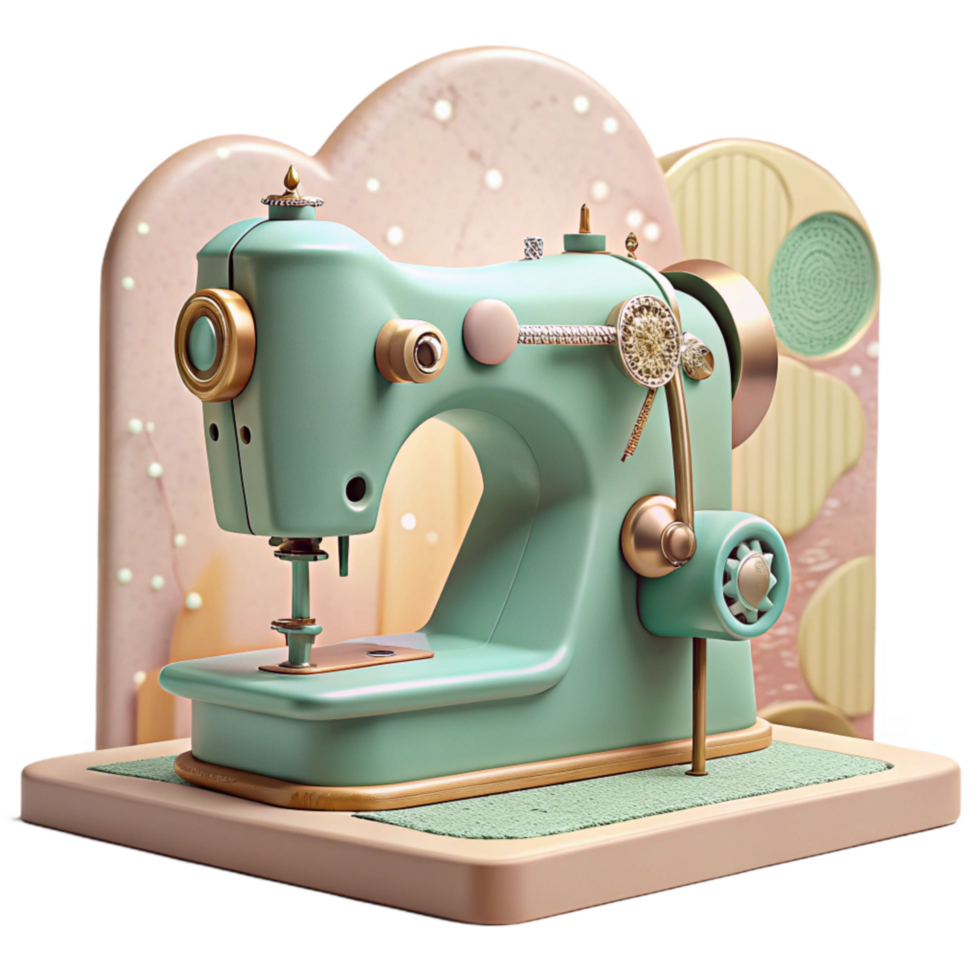 dramatic contemporary Hand-illustrate Cutout of Vintage Sewing Machine with Intricate Mechanical Detai authentic png