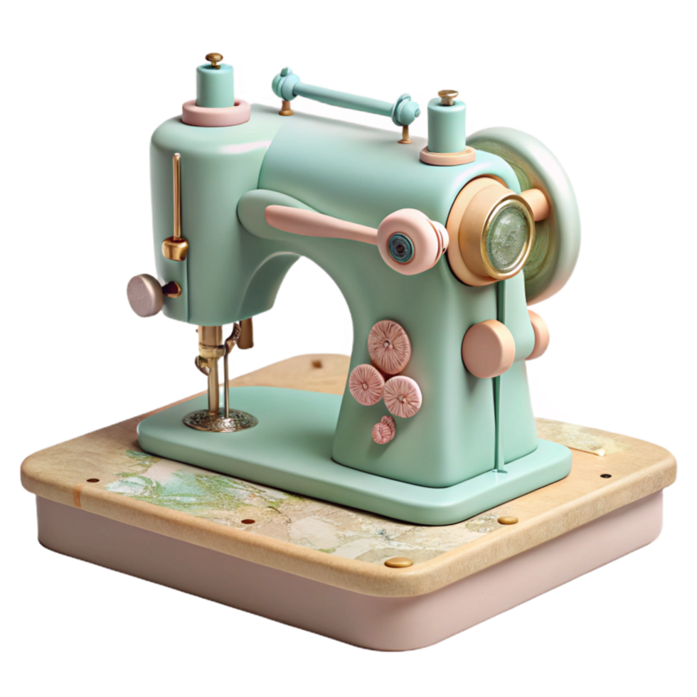serene modern Hand-illustrate Cutout of Vintage Sewing Machine with Intricate Mechanical Detai exclusive png