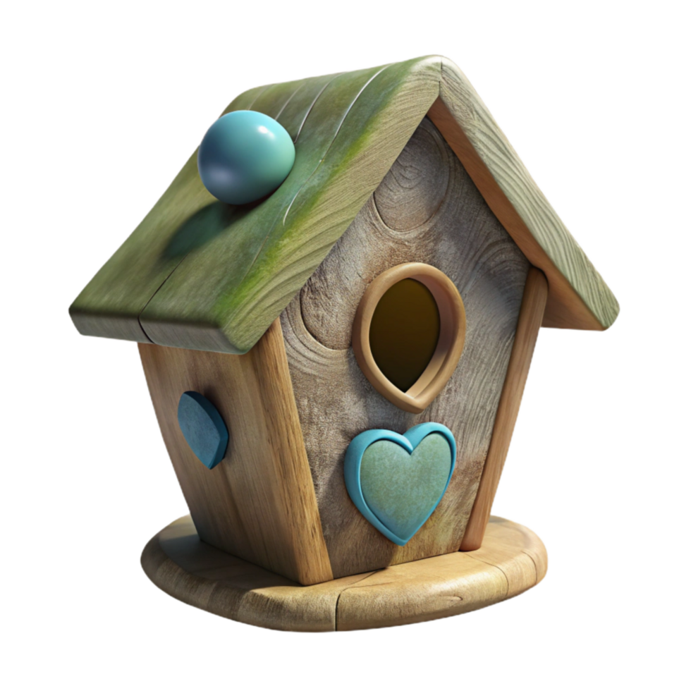 wonderful traditional Hand-illustrated Cutout of Rustic Wooden Birdhouse with Weathered, Textured Surf high quality png