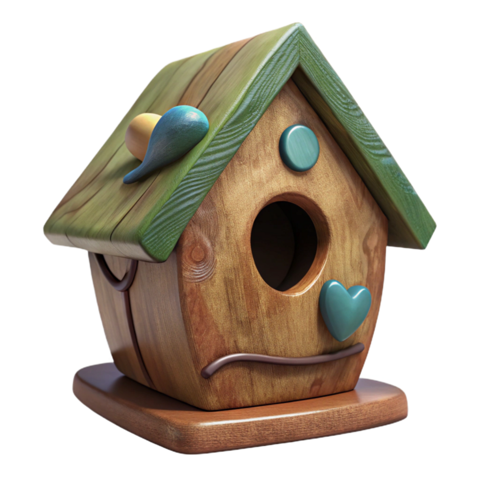 elegant modern Hand-illustrated Cutout of Rustic Wooden Birdhouse with Weathered, Textured Surf original png