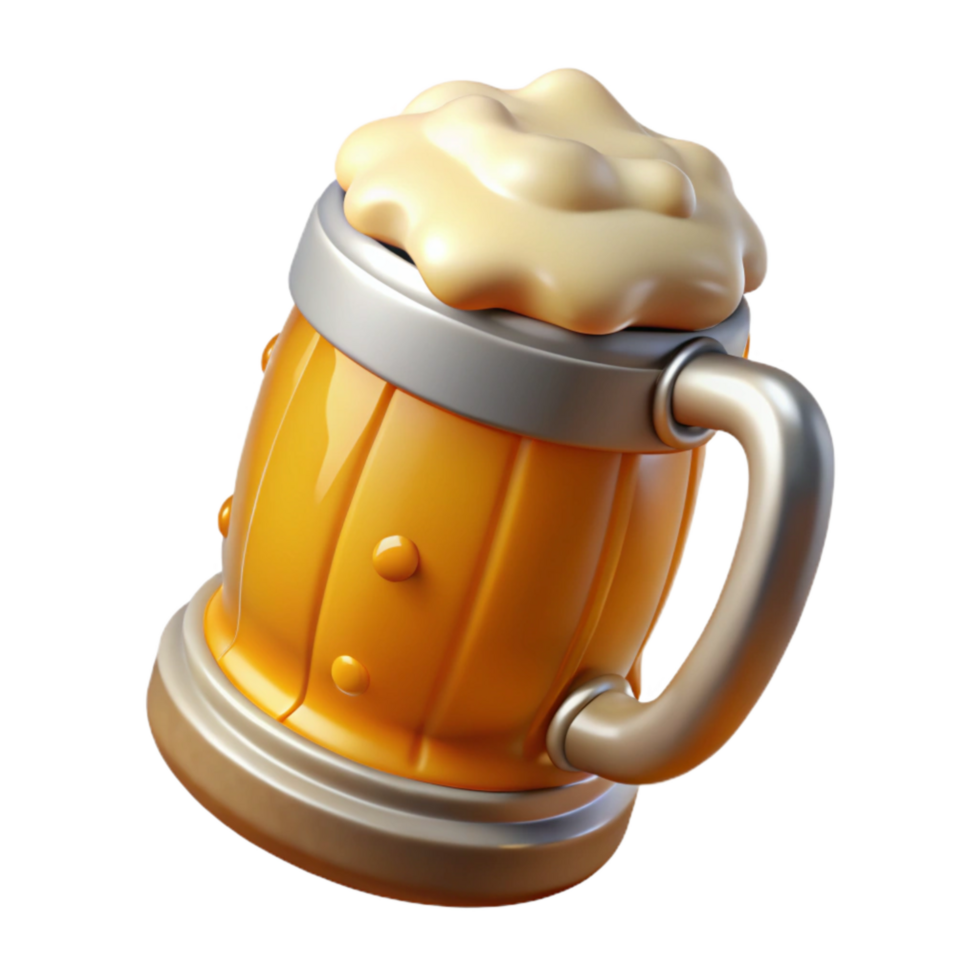 dramatic modern 3d Render of Frosted Glass Oktoberfest Beer Stein Filled With genuine png