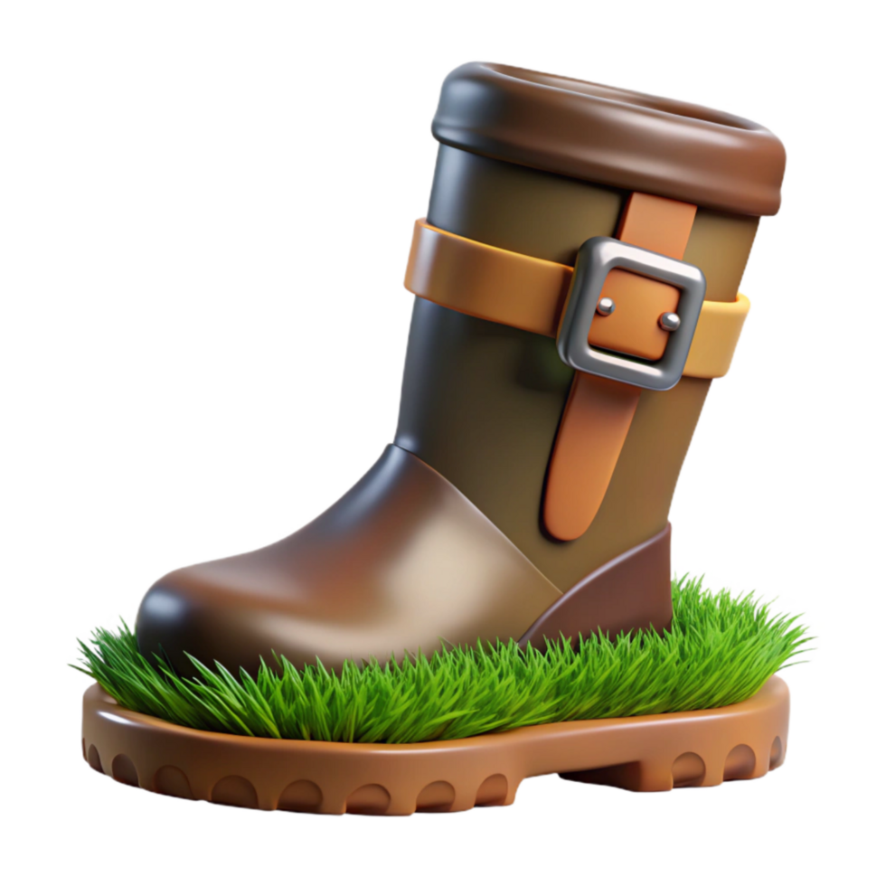 magnificent contemporary Render of Muddy Glastonbury Festival Welly Boot with Grass And high resolution png