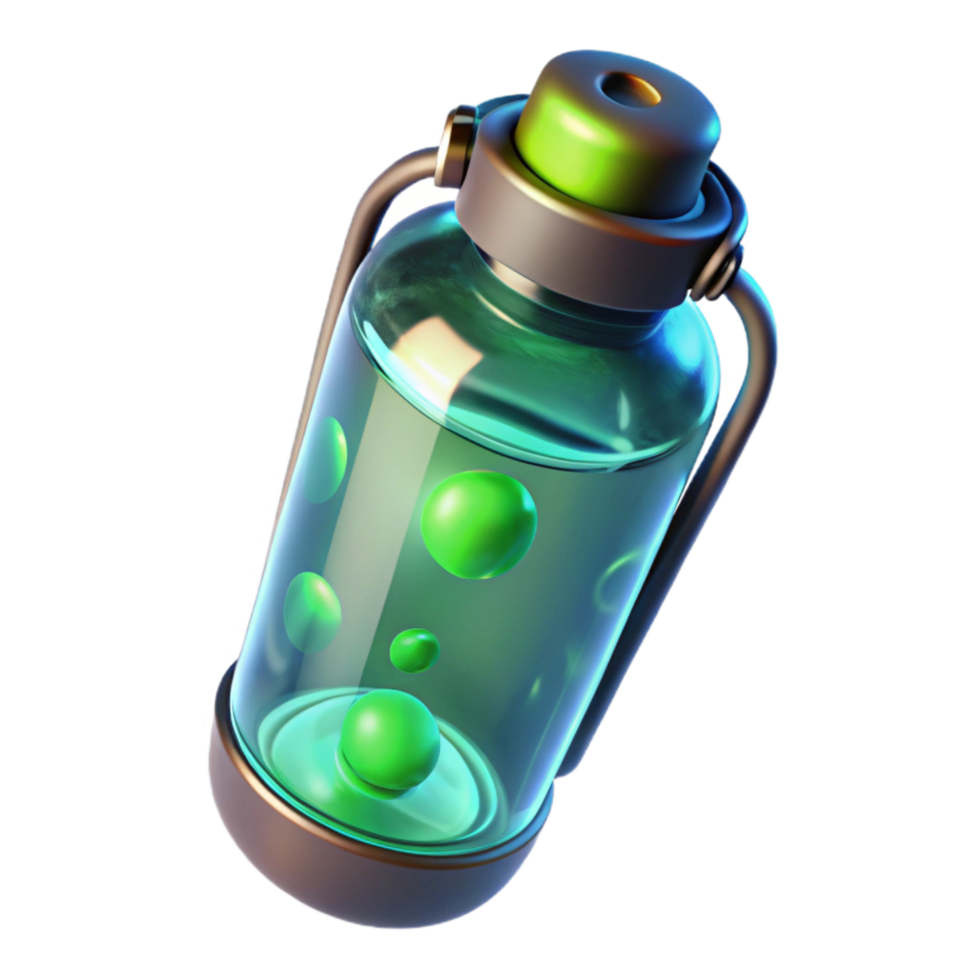 beautiful classic Bioluminescent Water Bottle 3d Render high quality png