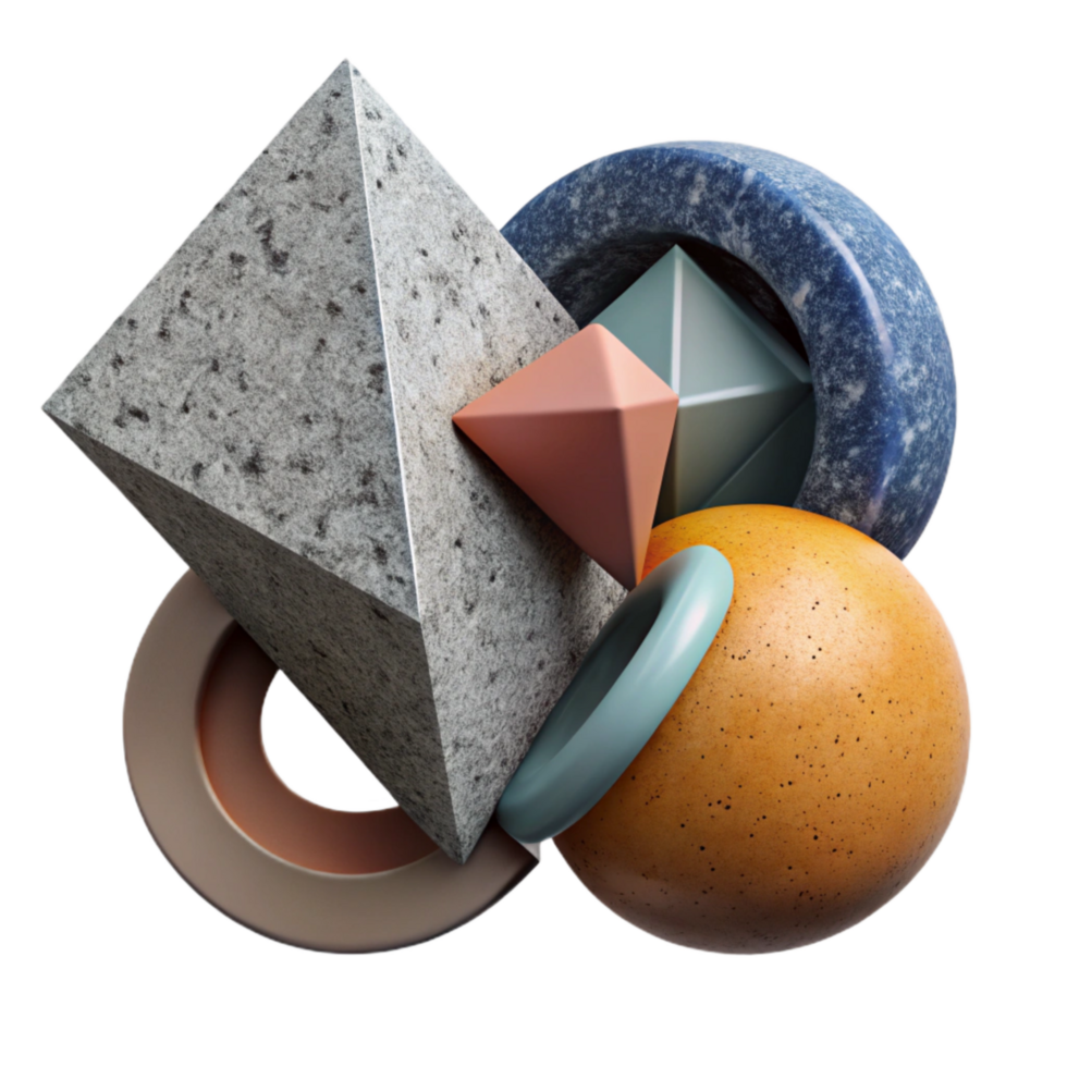 impressive abstract Abstract Geometric Shapes with Shadow Detail Isolated on Transparent Background high quality png