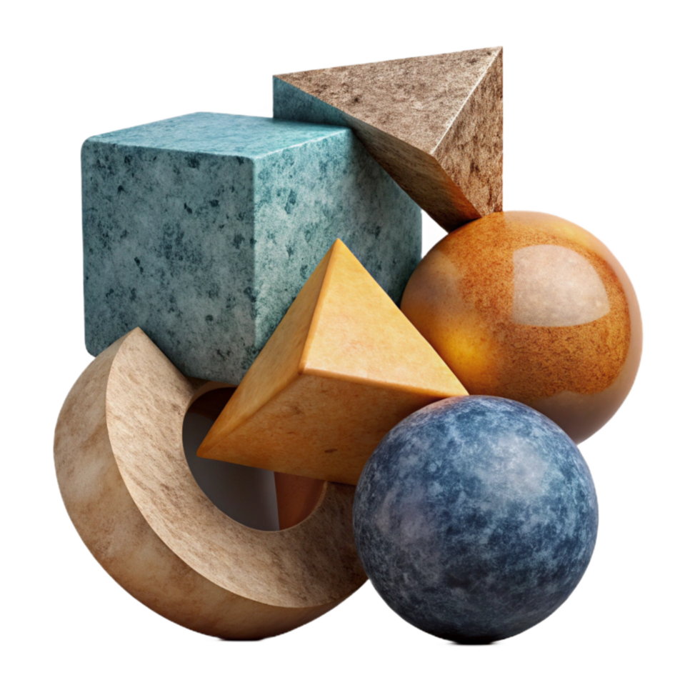 beautiful artistic Abstract Geometric Shapes with Shadow Detail Isolated on Transparent Background high quality png