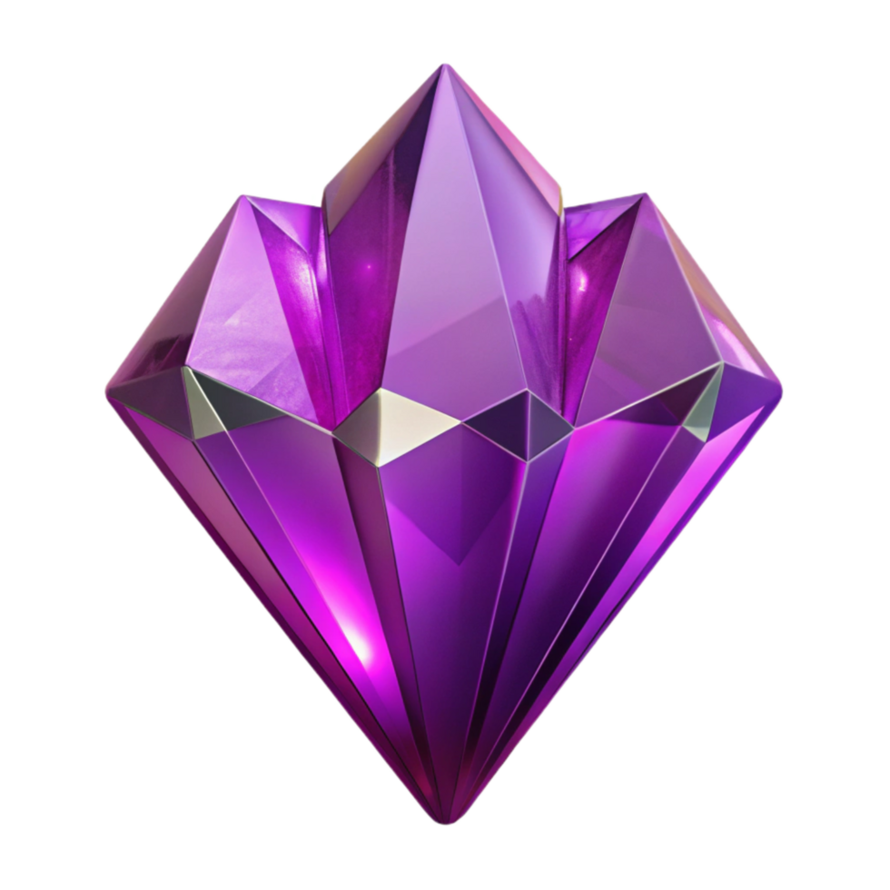impressive rustic Abstract Purple Crystal Cutout with Faceted Surface 4K png