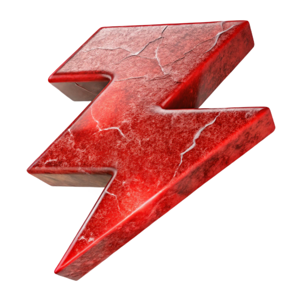 dramatic traditional Abstract Red Lightning Bolt Isolated with Jagged Edges original png