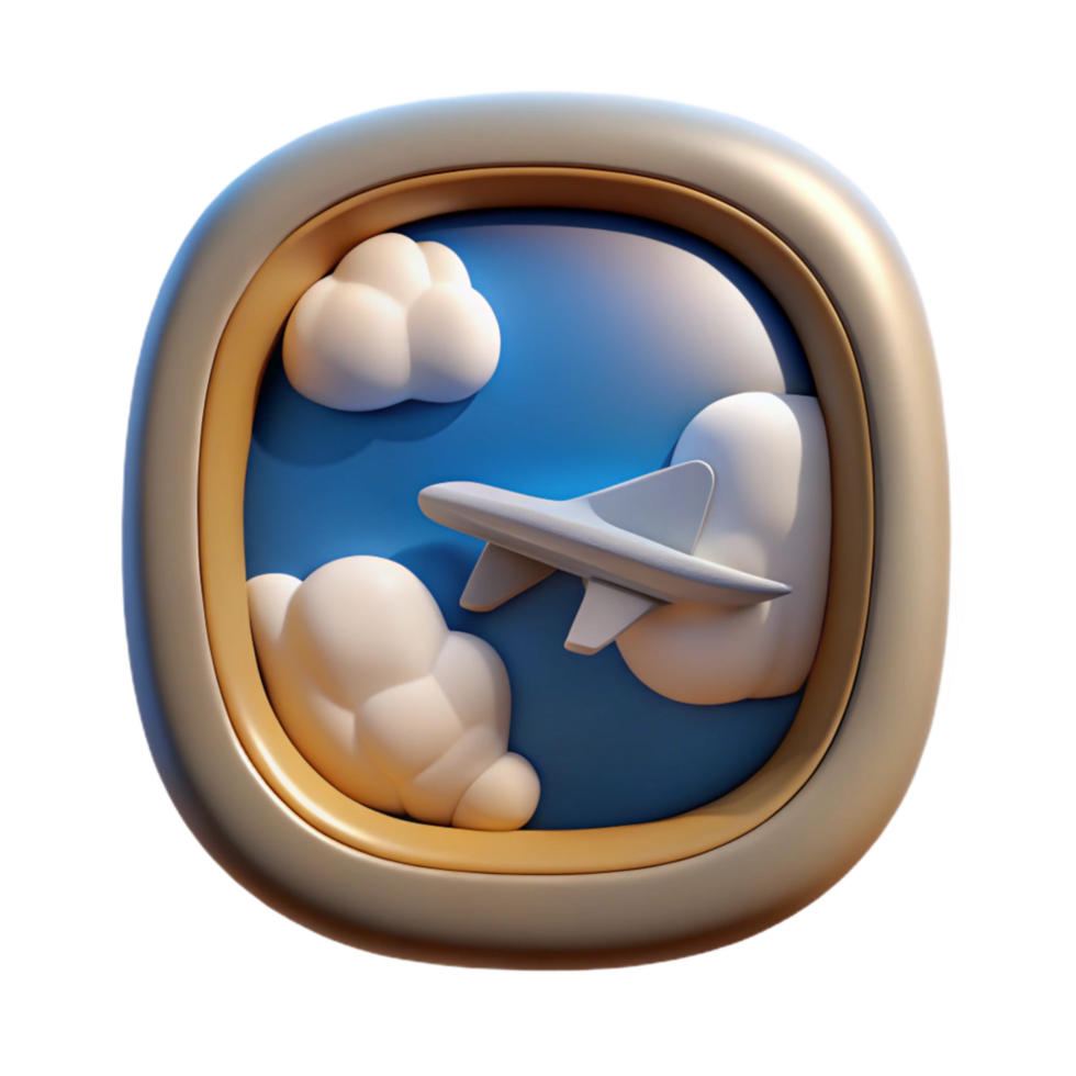 impressive abstract Airplane Window Seat View with Clouds Isolated 4K png