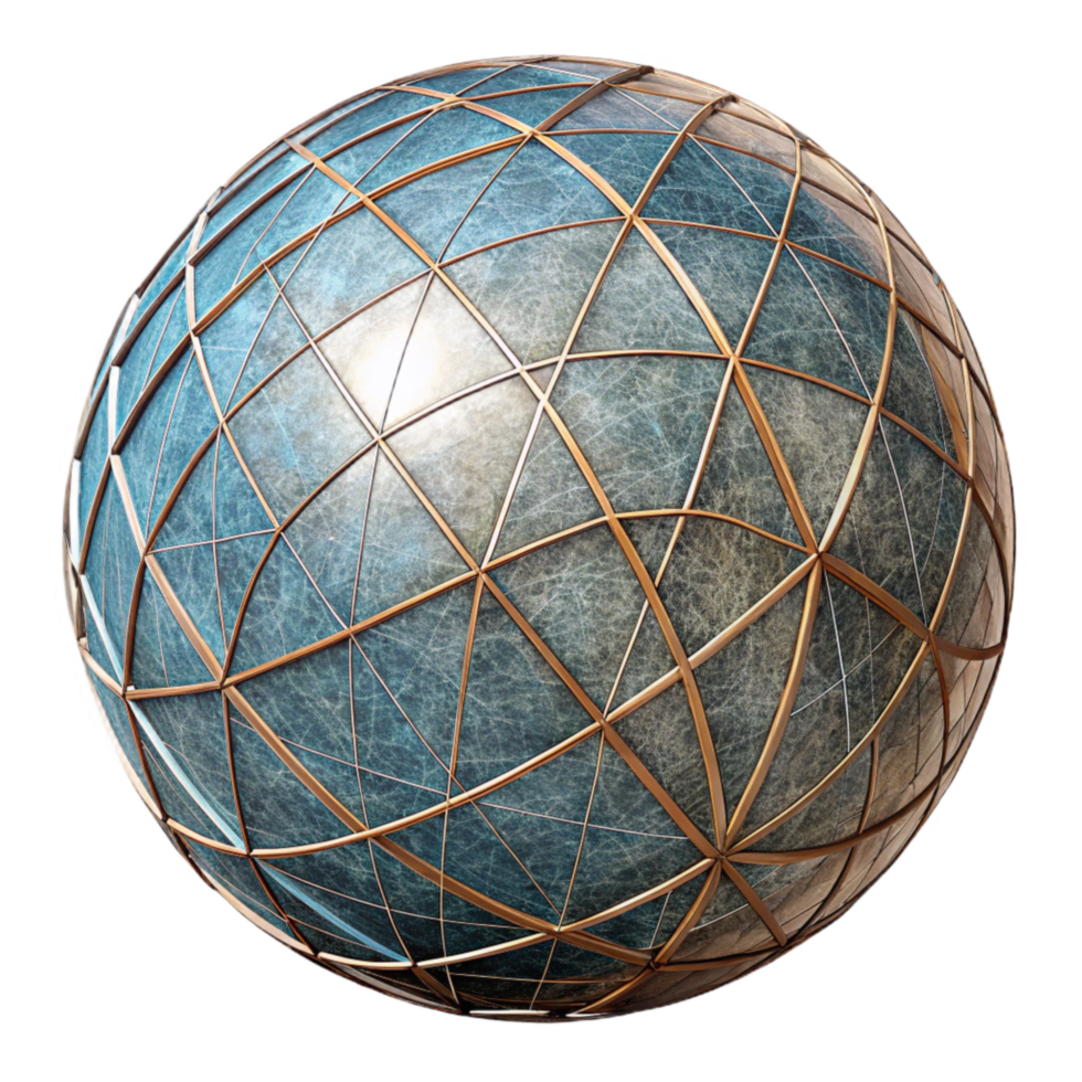 elegant modern Abstract Wireframe Sphere Rotating Isolated on Transparent Background 4K png