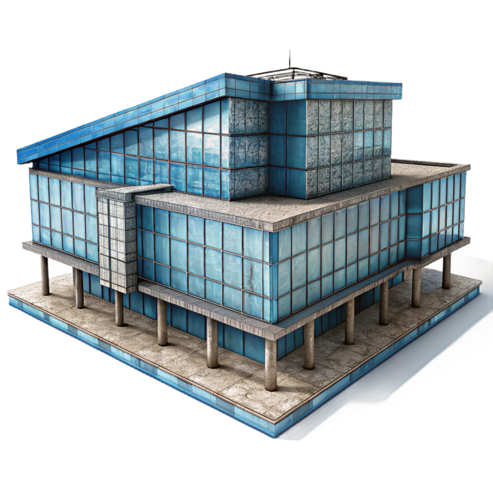 beautiful rustic Architectural Blueprint of Modern Building Cutout with Transparency genuine png