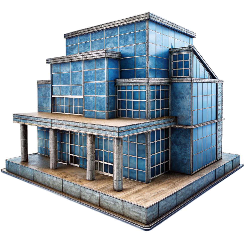 magnificent artistic Architectural Blueprint of Modern Building Cutout with Transparency original png