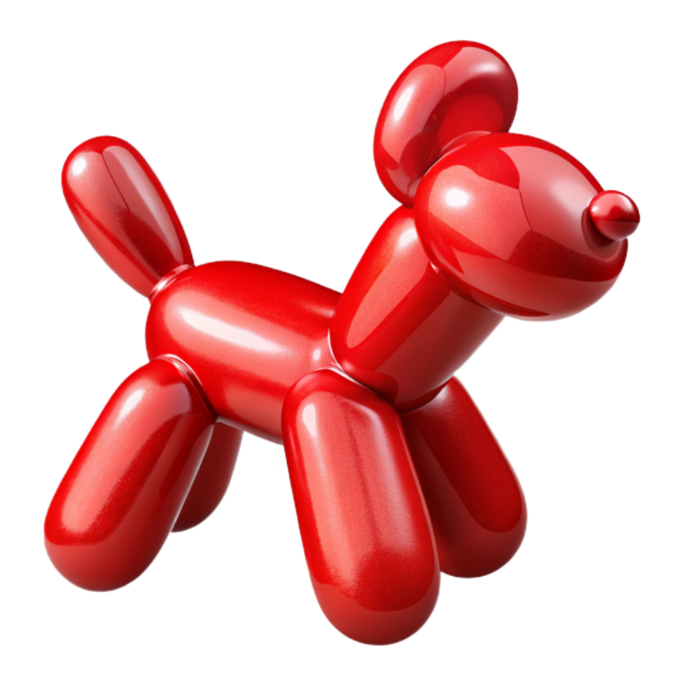 vibrant modern Balloon Animal Dog Twisted Shape Red Transparent Background high resolution png