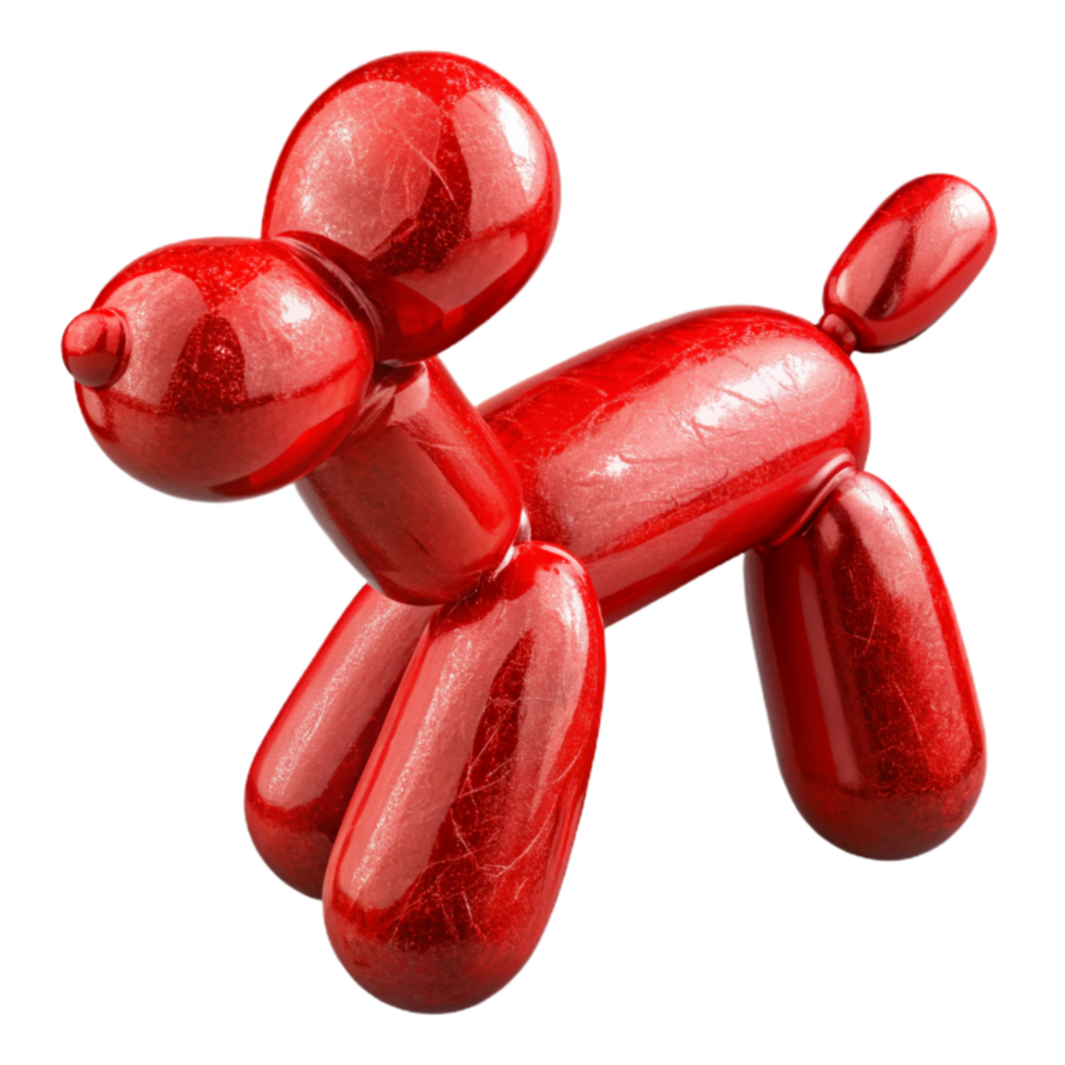 serene creative Balloon Animal Dog Twisted Shape Red Transparent Background detailed png