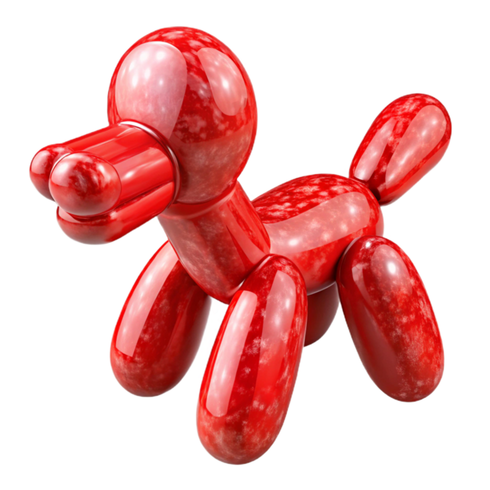 elegant contemporary Balloon Animal Dog Twisted Shape Red Transparent Background authentic png