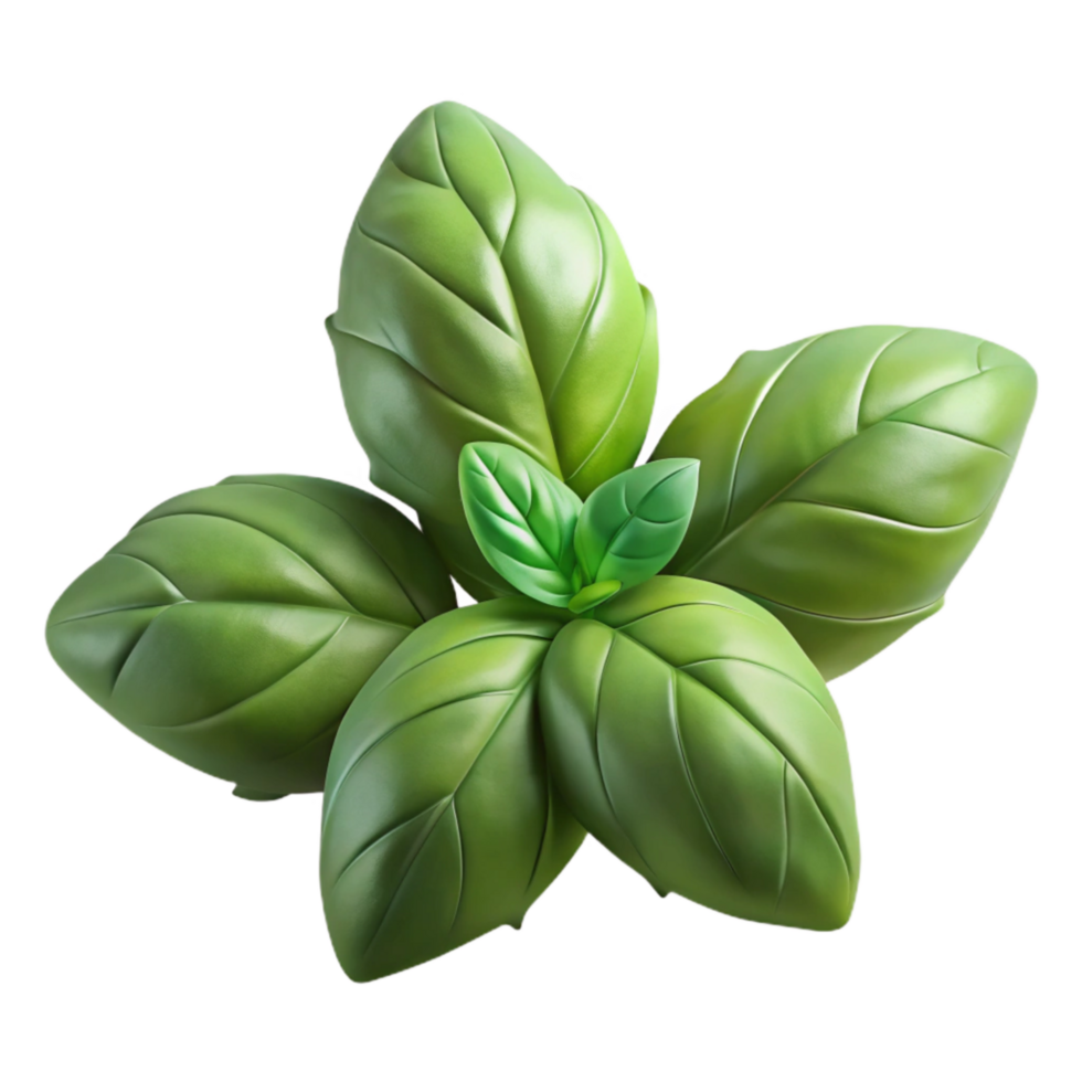 impressive minimalist Basil Leaves Green Isolated on Transparent Background high resolution png