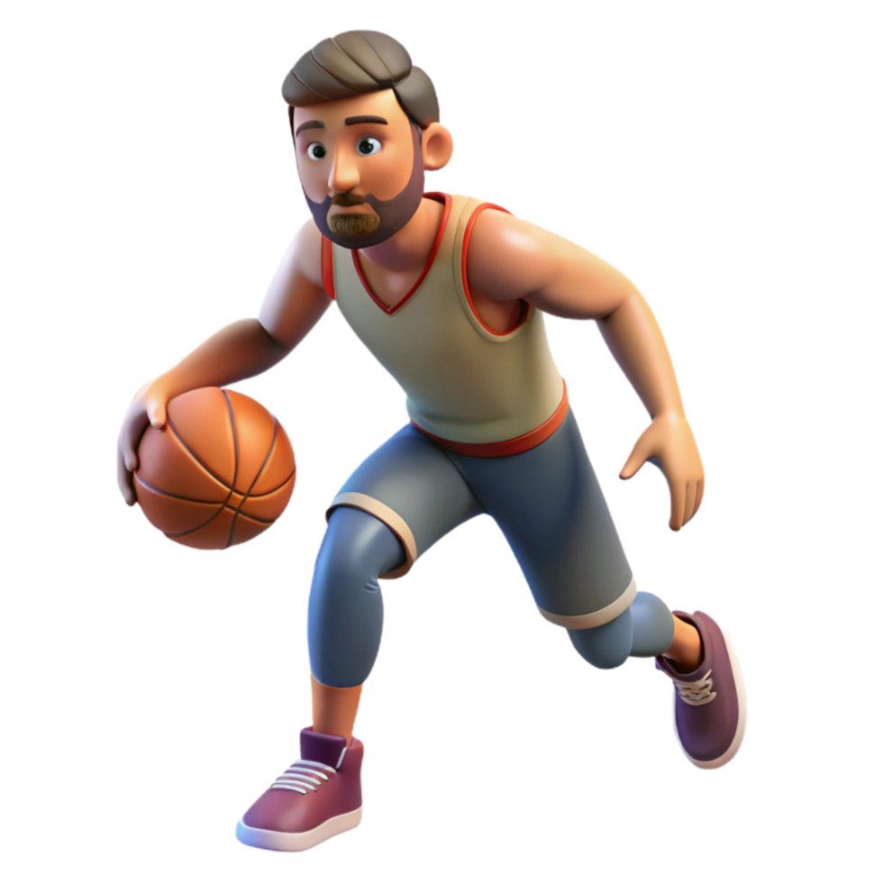 stunning contemporary Basketball Player Dribbling Ball Transparent Background detailed png