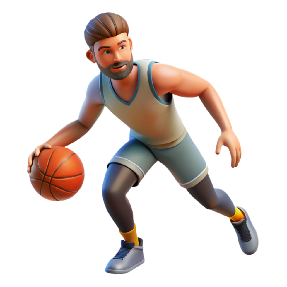 stunning rustic Basketball Player Dribbling Ball Transparent Background premium png