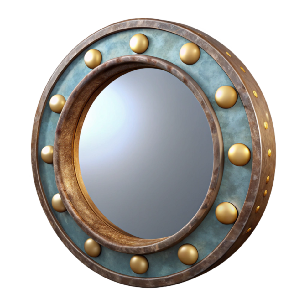 serene classic Bathroom Mirror Round Illuminated Transparent Background 4K png