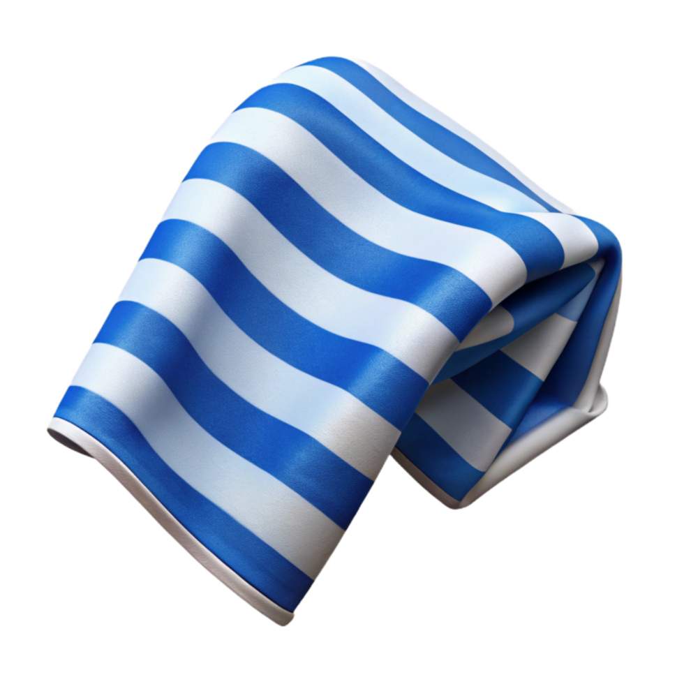 impressive creative Beach Towel Striped Blue and White Transparent Background high quality png