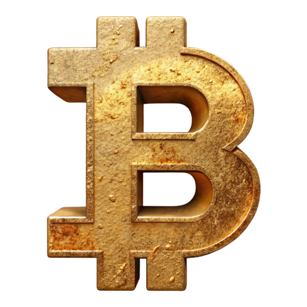 vibrant traditional Bitcoin Cryptocurrency Symbol Gold Isolated detailed png