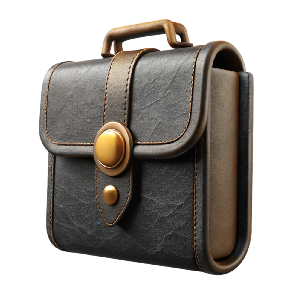 beautiful artistic Black Leather Portfolio Top View Transparent Background authentic png