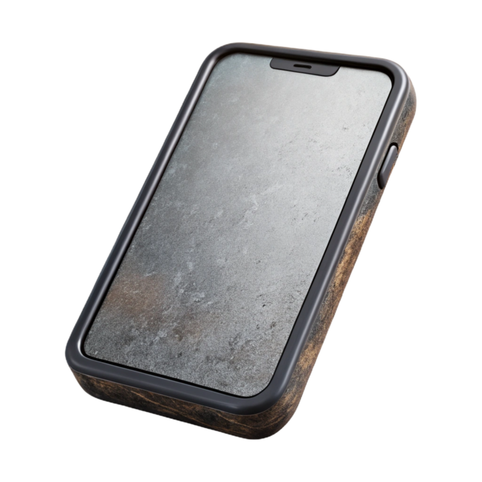 impressive modern Black Smartphone with White Screen Isolated Element high resolution png