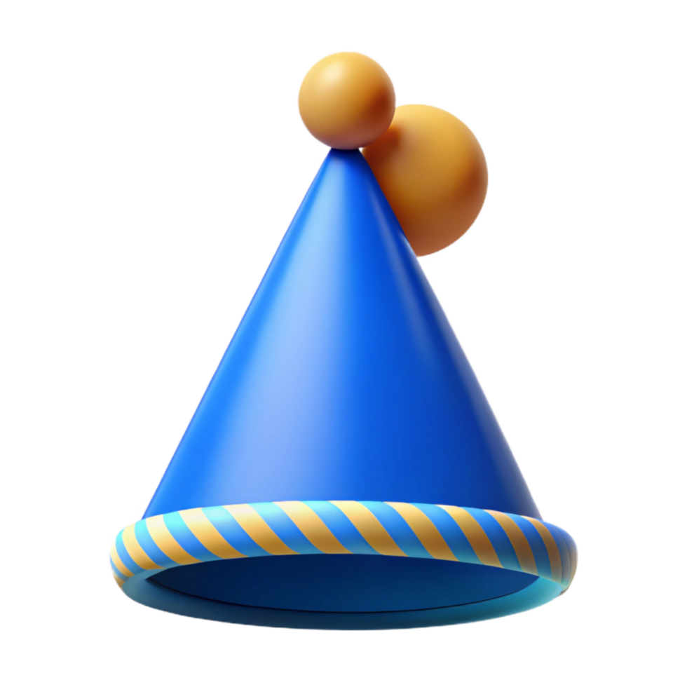 beautiful artistic Blue Birthday Party Hat Cutout with Pompom Transparent Background original png