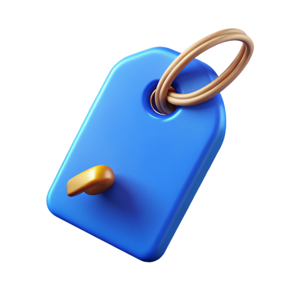 elegant traditional Blue Gift Tag Cutout with String Transparent Background 4K png