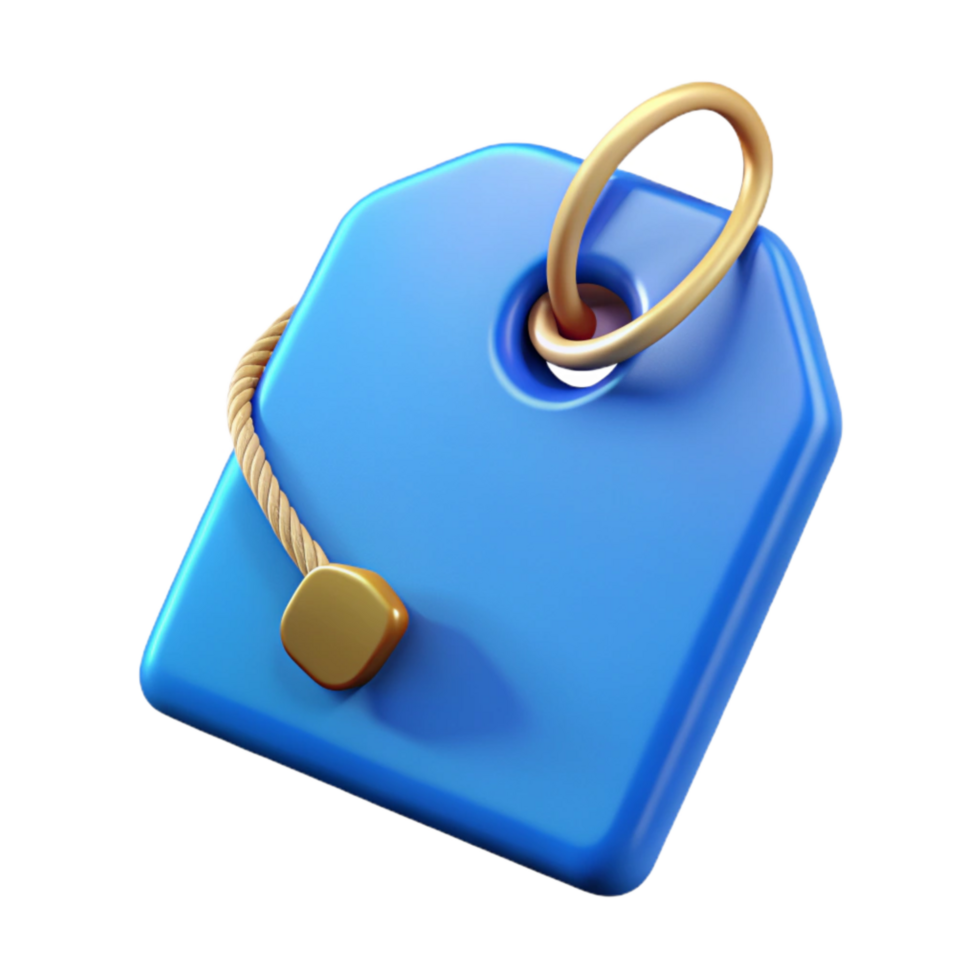 elegant creative Blue Gift Tag Cutout with String Transparent Background genuine png