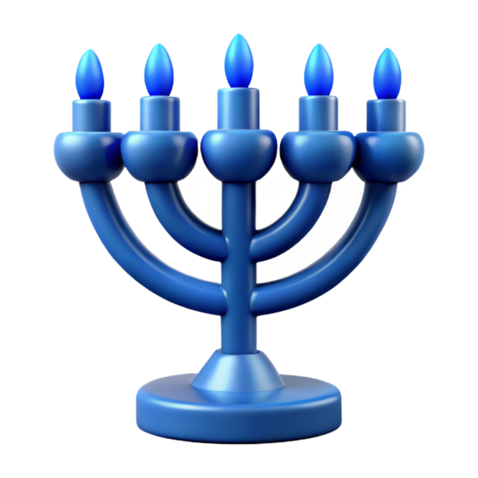 impressive traditional Blue Menorah Candle Isolated Transparent Background exclusive png