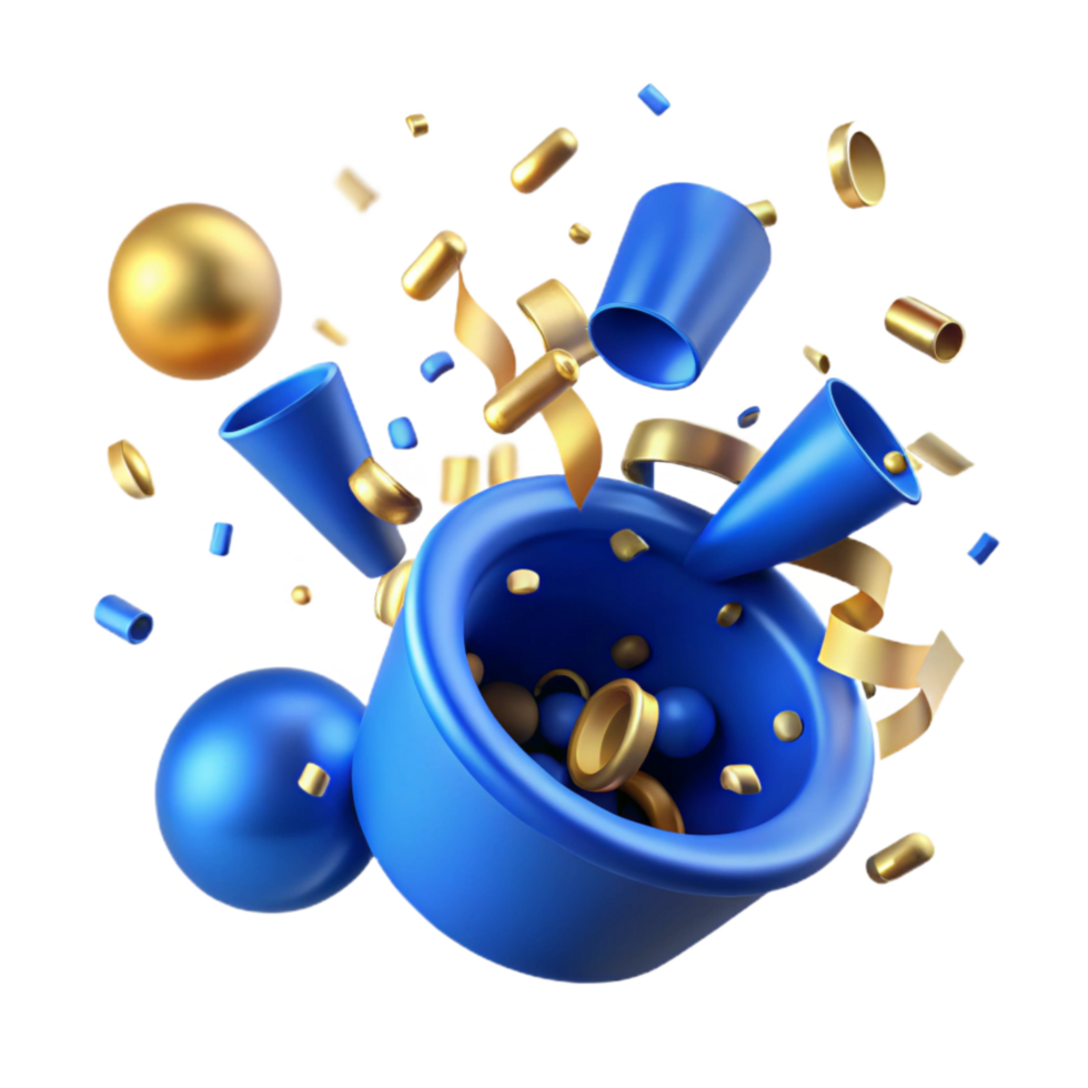 extraordinary artistic Blue New Years Eve Confetti Isolated Transparent Background exclusive png