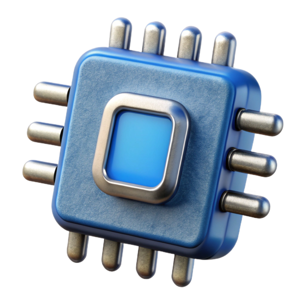 impressive rustic Blue Microchip with Silver Contacts Isolated Cutout high resolution png