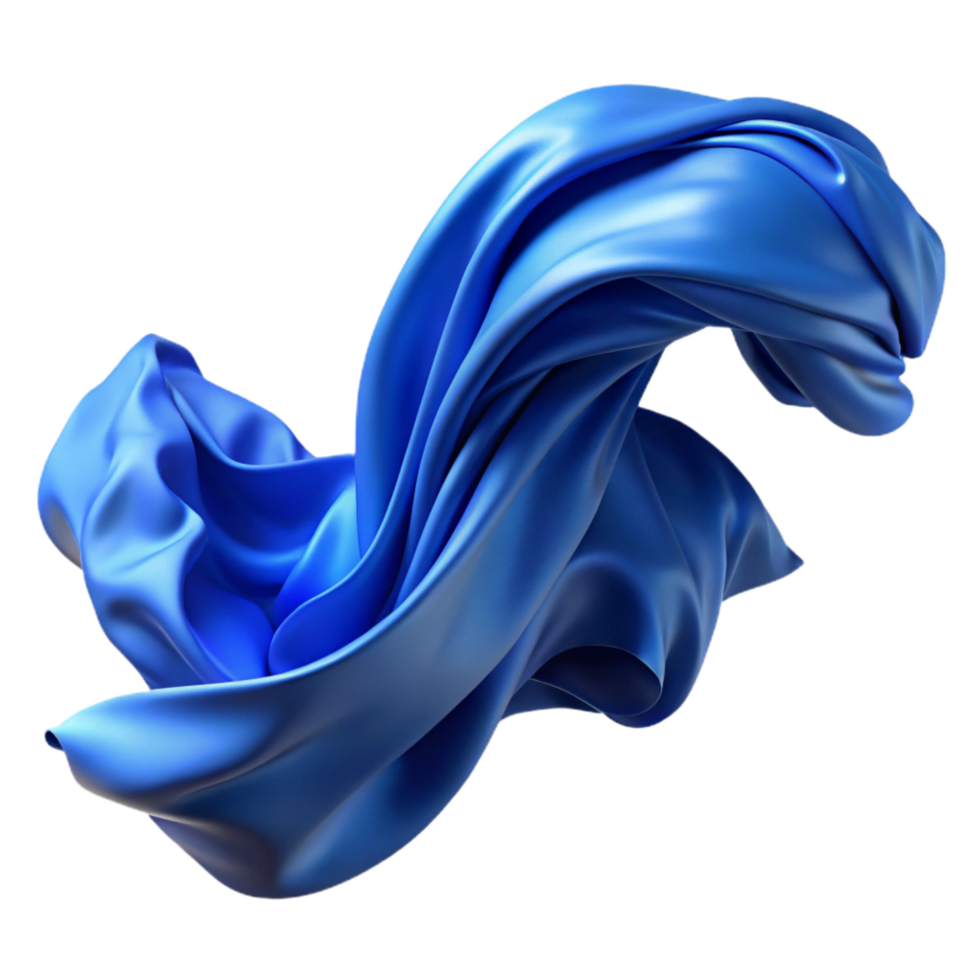 wonderful contemporary Blue Silk Scarf Flowing in the Wind Transparent Background genuine png