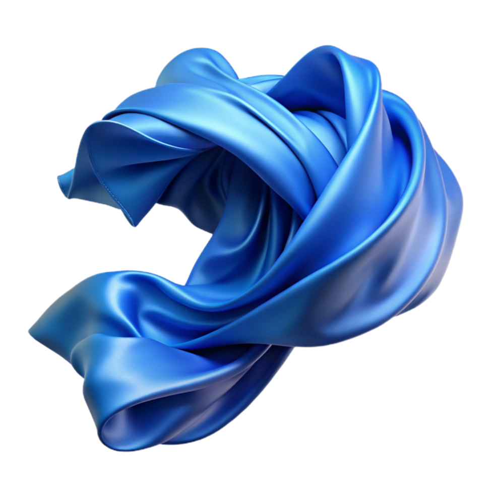 beautiful modern Blue Silk Scarf Flowing in the Wind Transparent Background professional png