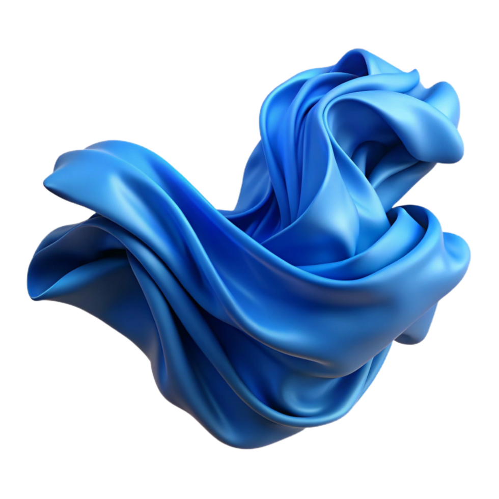 stunning artistic Blue Silk Scarf Flowing in the Wind Transparent Background original png